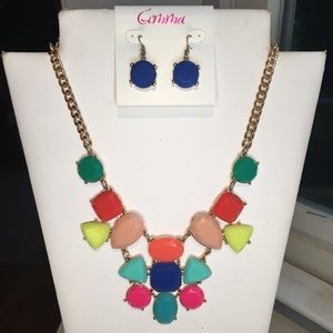 20” Neon Multi Necklace & Earrings Set